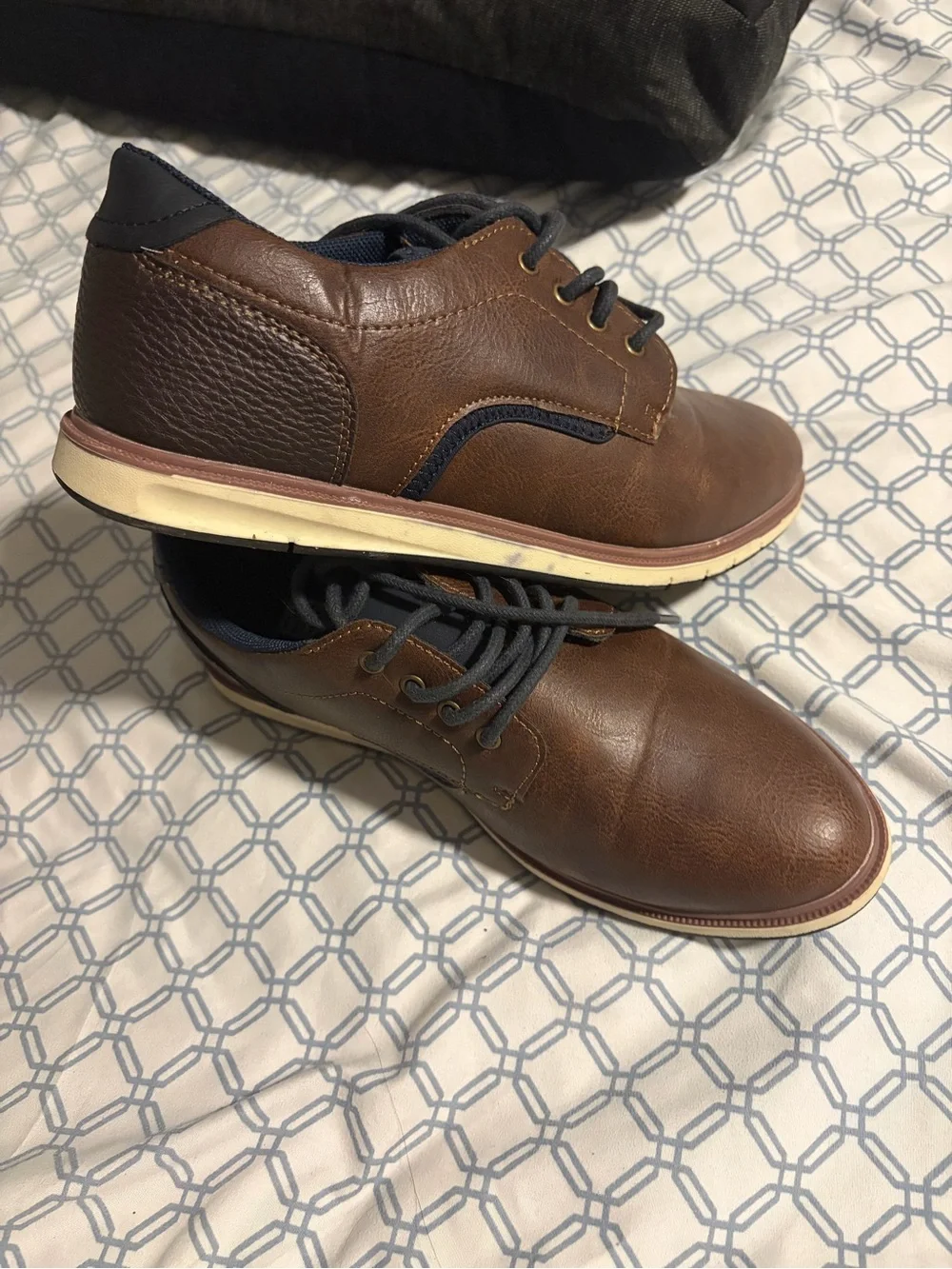 Mix No. 6 Boys' Brown Leather Lace-Up Dress Shoes with Navy Laces